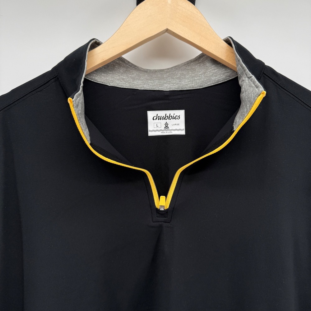 Chubbies Men Black 1/4 Zip Long Sleeve Pullover Sweatshirt Size Large Hiking NEW - Picture 3 of 14